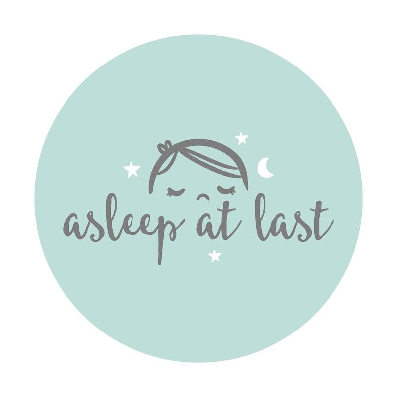 Asleep at Last logo - a turquoise circle with sleeping baby outline