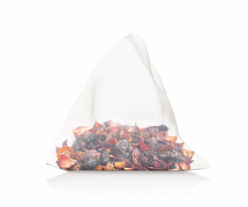 Organic Get Up & Glow whole leaf tea bag with Hibiscus, rosehip, grapes and apple