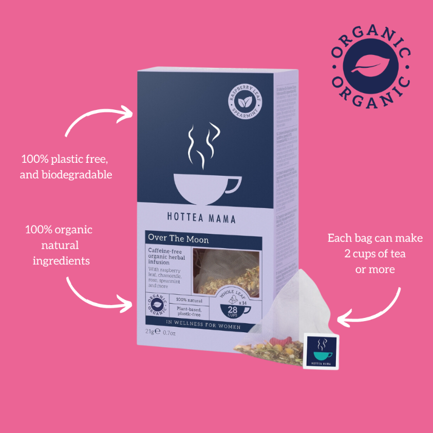 Organic Over The Moon tea blend, 100% natural whole leaf plastic free