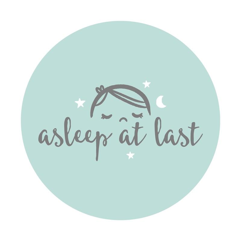 Asleep at Last logo -  a turquoise circle with sleeping baby outline