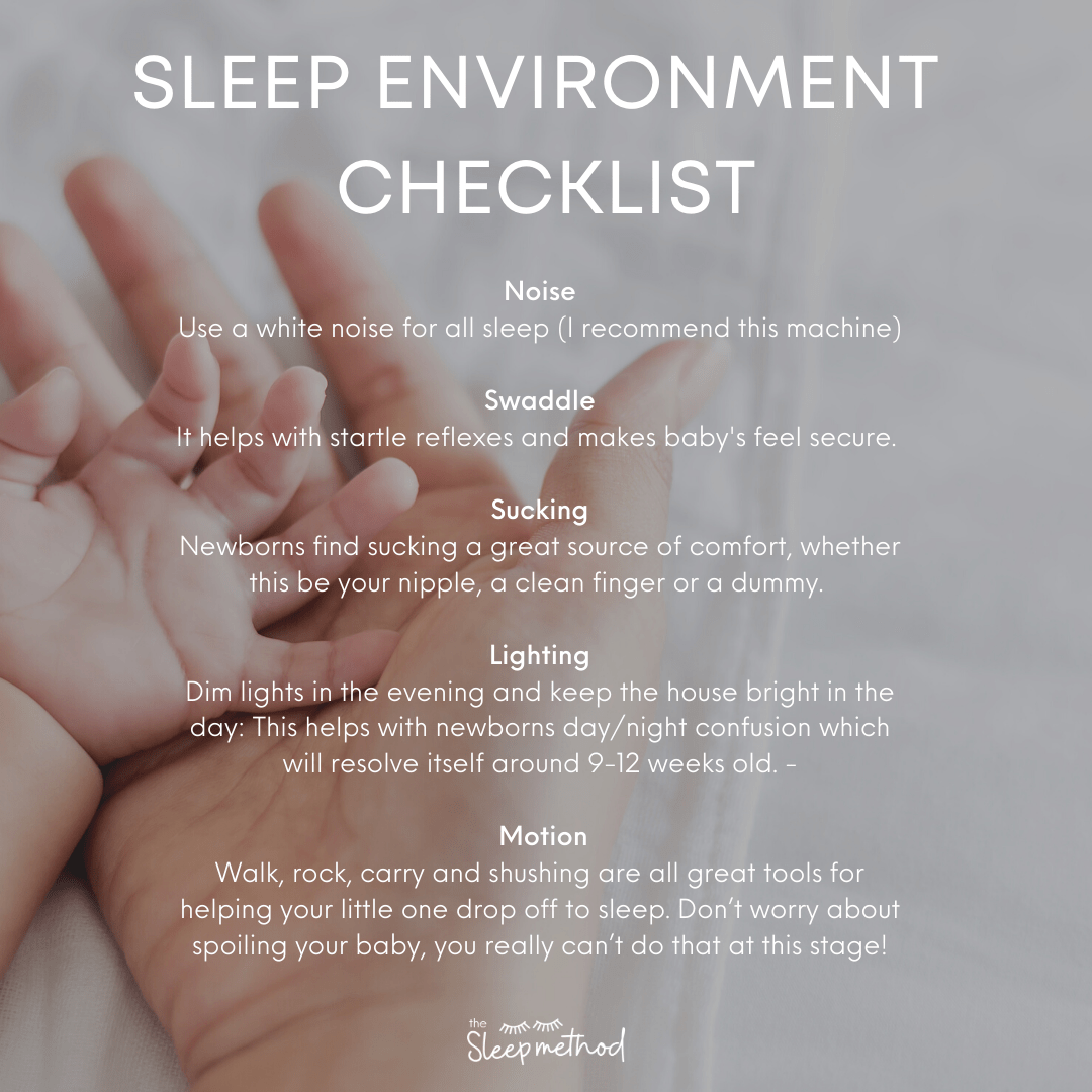 Infographic showing key things for Sleep Environment Checklist.