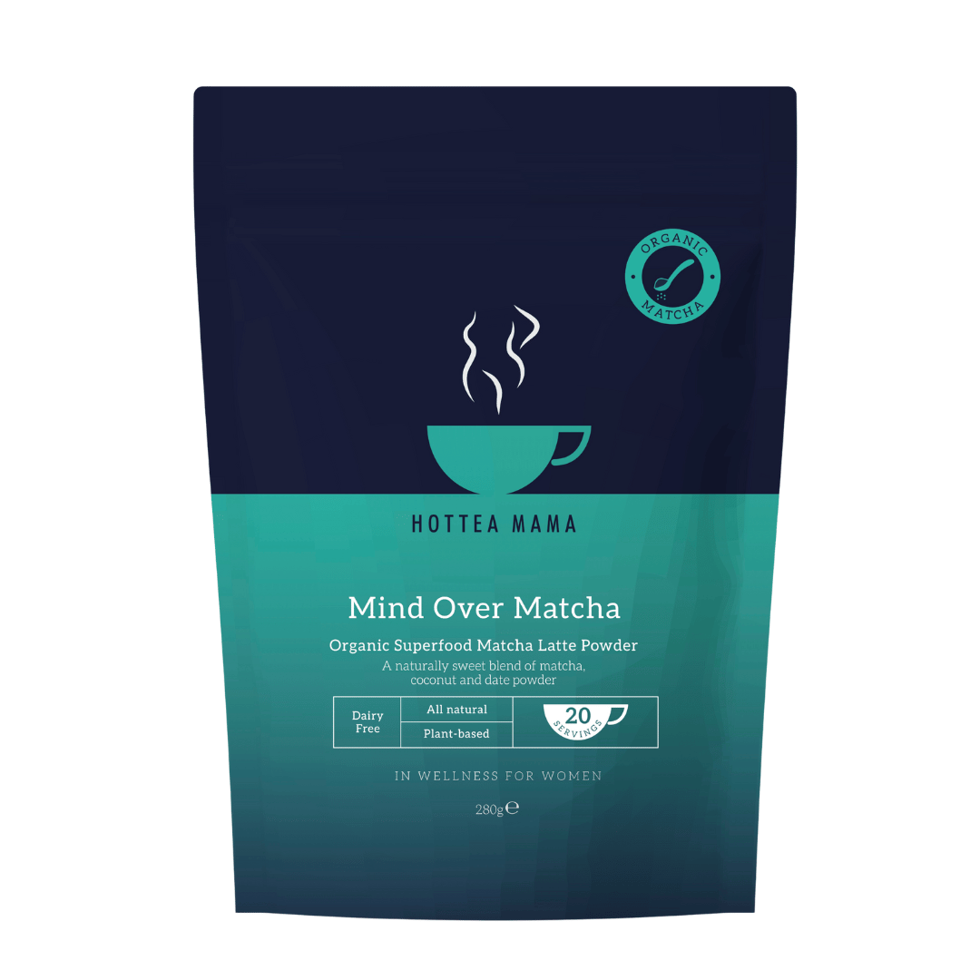 HotTea Mama's Mind Over Matcha with packaging on a white background