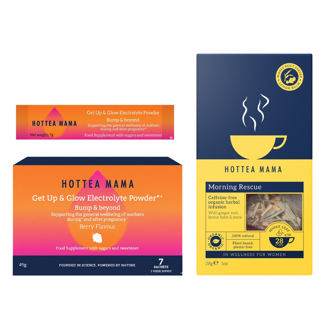 Image of HotTea Mama's Get Up & Glow Electrolyte powder and Morning Rescue tea