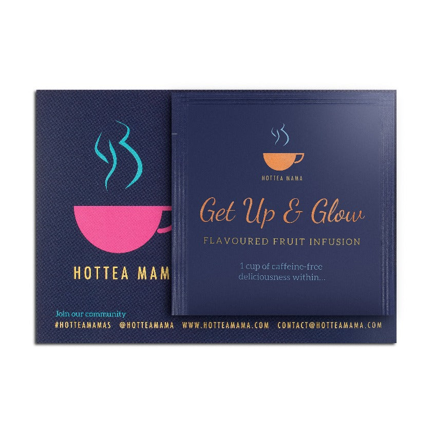 HotTea Mama Get Up & Glow pregnancy tea sample for goodie bag samples and taste testing the tea