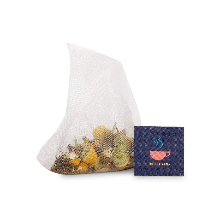 Over The Moon Menstrustion tea whole leaf tea bag, plastic free, biodedgradable, with chamomile, rose, gingko, spearmint